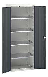 verso shelf cupboard with 4 shelves. WxDxH: 800x550x2000mm. RAL 7035/5010 or selected Bott Verso Basic Tool Cupboards Cupboard with shelves